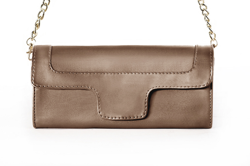 Dress clutch for wedding and parties in copper leather - Profile view